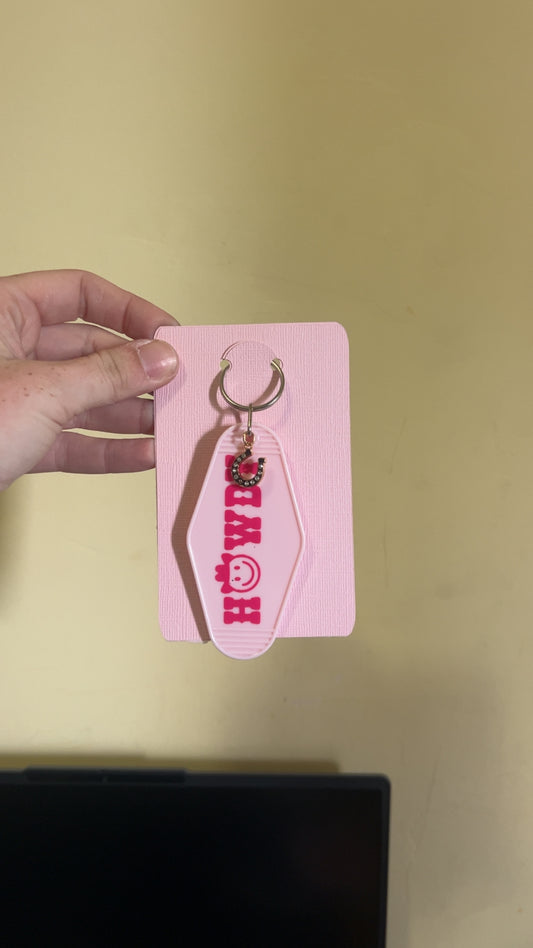 Pink Howdy Hotel Style Key Chain